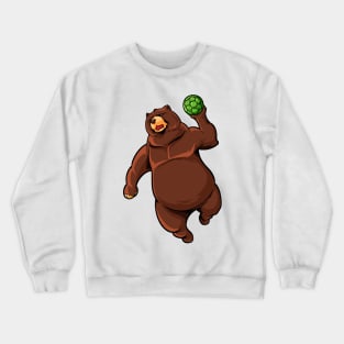 Cartoon bear playing handball Crewneck Sweatshirt